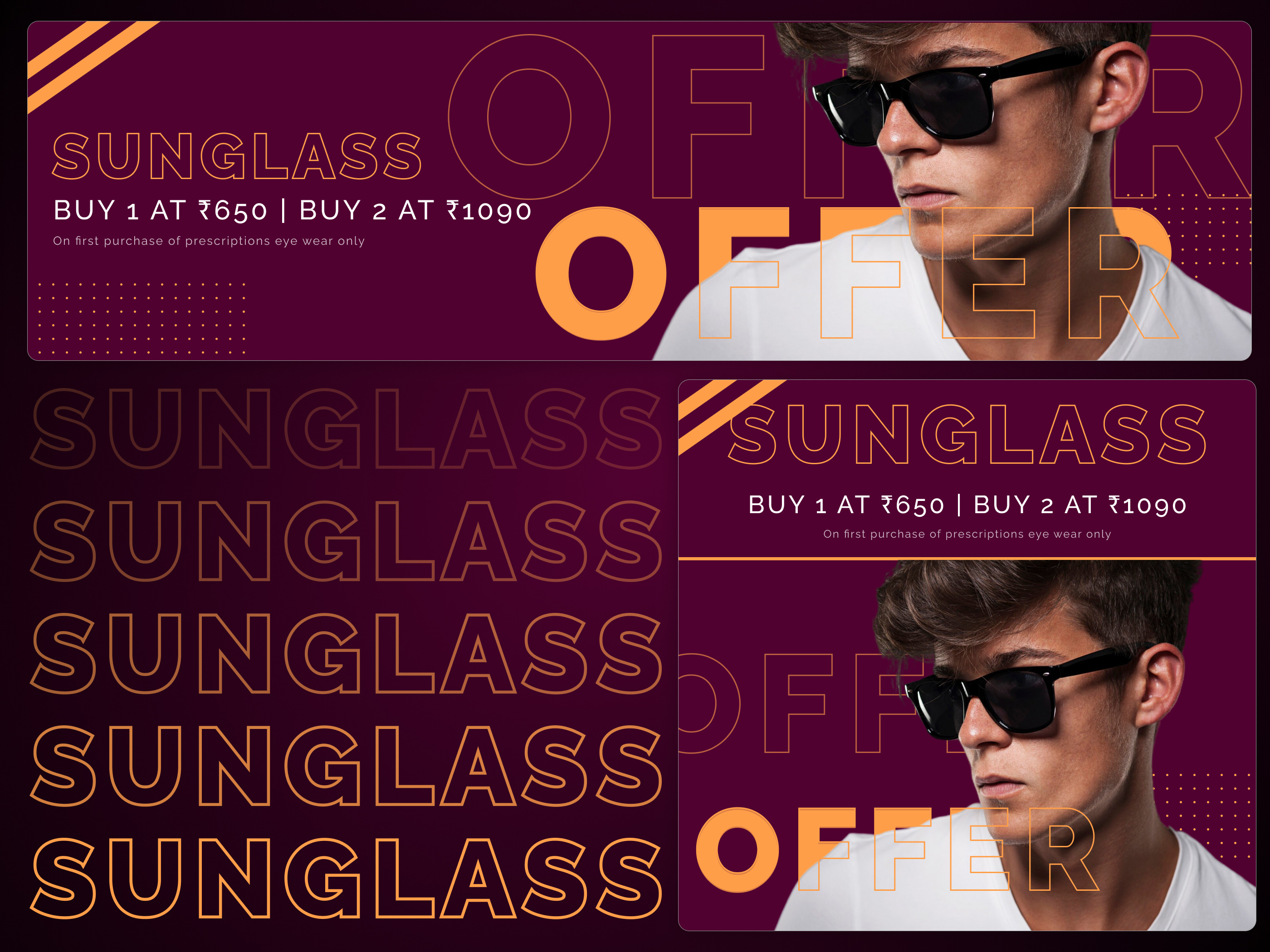 Banner Designs for Sunglasses Brand banner design billboard design branding design graphic design illustration mockups motion graphics square design typography ui ux vector vouchers