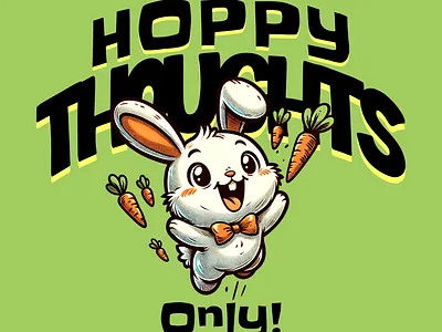 Hoppy Thoughts Only! adorable bunny cartoon cute design funny happy kittl pop culture positivity print on demand printondemand t shirt t shirt design tshirt tshirtdesign