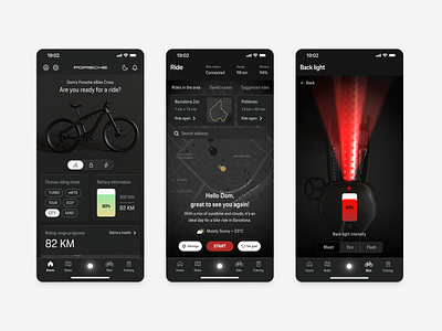 Porsche e-bike App ebike porsche product design ui ux