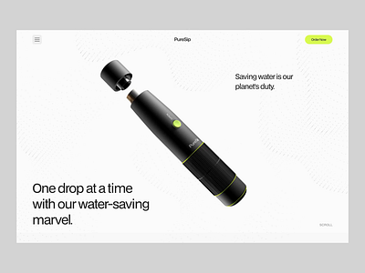 PureSip: Innovative Filter Bottle Product Page Concept 3d 3d animation animation app black dark graphic design grey interaction light lime micro interactions modern motion graphics product design ui white