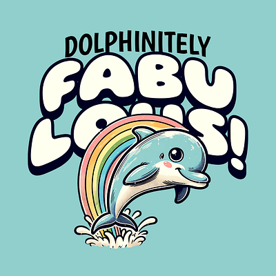 Dolphinitely Fabulous! adorable cartoon cute design dolphin funny kittl pop culture positivity print on demand printondemand t shirt t shirt design tshirt tshirtdesign
