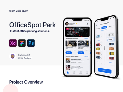 OfficeSpot Park - One Solution for Office Parking Needs casestudy minimal ui mobile ui office app parking app ui
