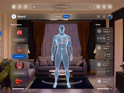 Patient Health Monitoring By AR 3d animation ar ealthcare figma ui ux vr