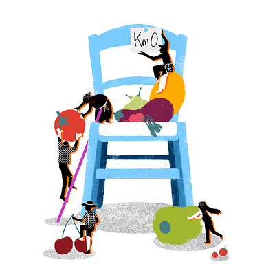 zero km chair artwork colors cover culture editorial food fruits illustrated illustration illustrazione italy poster symbol