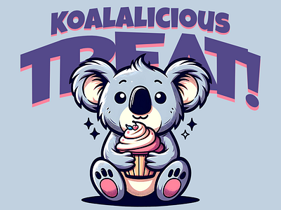 Koalalicious Treat! adorable cartoon cupcake cute design funny kittl koala pop culture print on demand printondemand sweet t shirt t shirt design tshirt tshirtdesign