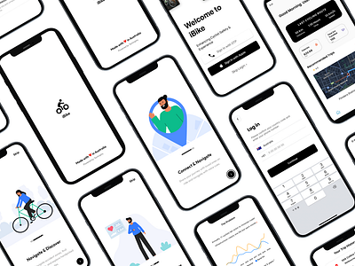 iBike iOS App consistency cycling app figma fitness ibike ios material design minimal design typography ui ux