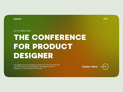 Home page of the conference website gradients graphic design green homepage mainscreen noise screen ui webdesign