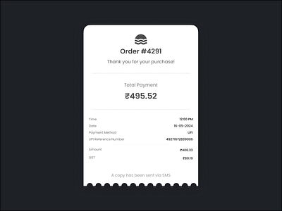 Day #17 of 100: Designed a Receipt #DailyUI 100 days design 100 days of design 100 days of ui daily ui day 17 design design 100 digital receipt dribbble dribbble shot receipt ticket ui ui shot ux