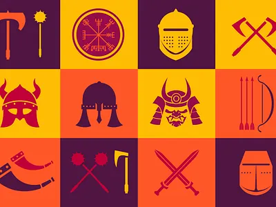 Weaponry & Warriors Icon Illustration design icon illustration knights minimalist samurai vikings weaponry weapons