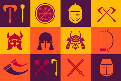 Weaponry & Warriors Icon Illustration design icon illustration knights minimalist samurai vikings weaponry weapons
