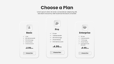 Choose a Plan Page Design choose plan comparison design greyscale illustration neumorphic neumorphism ui user interface vector web web design web page website