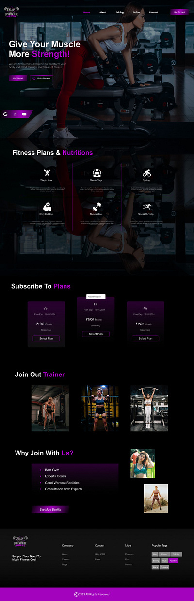 Power House | GYM Website | Landing Page Design branding graphic design logo ui