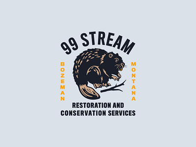 99 Stream animal beaver branding camp creek fish graphic design hike identity illustration industrial lockup logo mark modern outdoors river trail type vintage