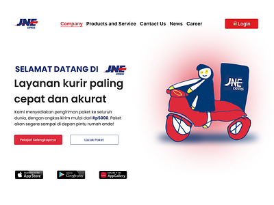 JNE Express Landing Page Concept company page courier courier concept landing page ui design web design