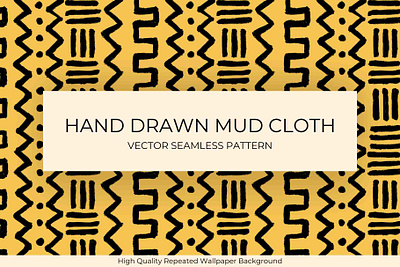 Hand Drawn Mud Cloth Pattern african pattern black yellow hand drawn pattern design wallpaper yellow black