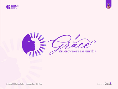 Grace Mobile Aesthetics Logo Design brand identitiy branding face logo grace logo design logo designer mobile aesthetic sun woman logo woman kogo