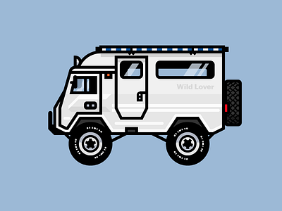 Dream Machine adventure camper design detail double entendre geometry gille grid illustration monoline truck vector vehicle volvo