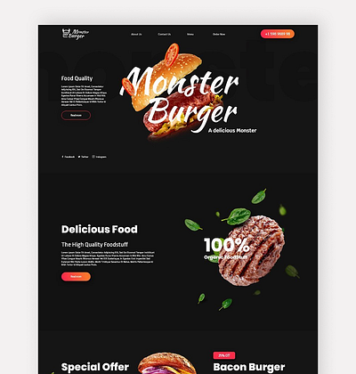 Web Burger - Landing Page foodpage homepage landing page uiuxdesign web design webfood website