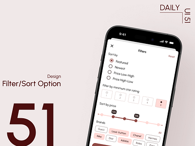 Day 51: Filter/Sort Option daily ui challenge e commerce design filter menu design information architecture microcopy mobile app design ui design user experience user interface