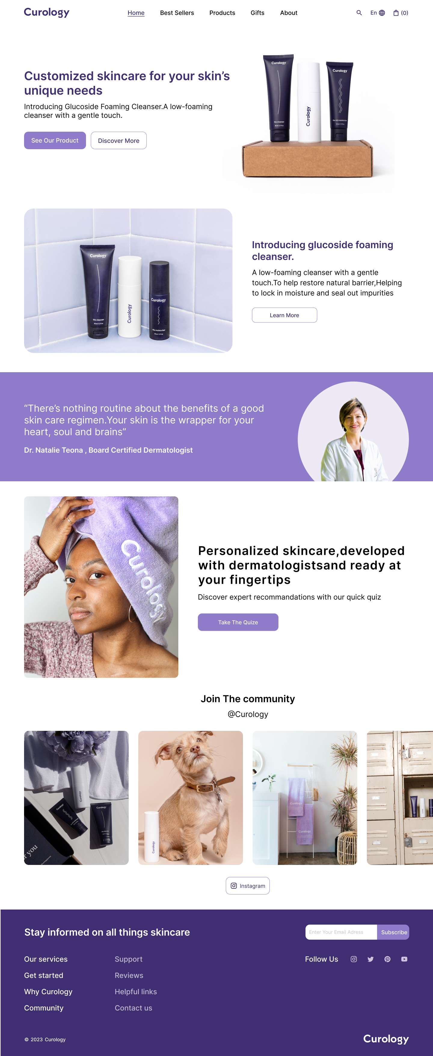 Curology - Skin care Landing page branding cosmetics figma landing page landingpagedesign skin care ui uidesigner uiux userexperience ux webdesign website
