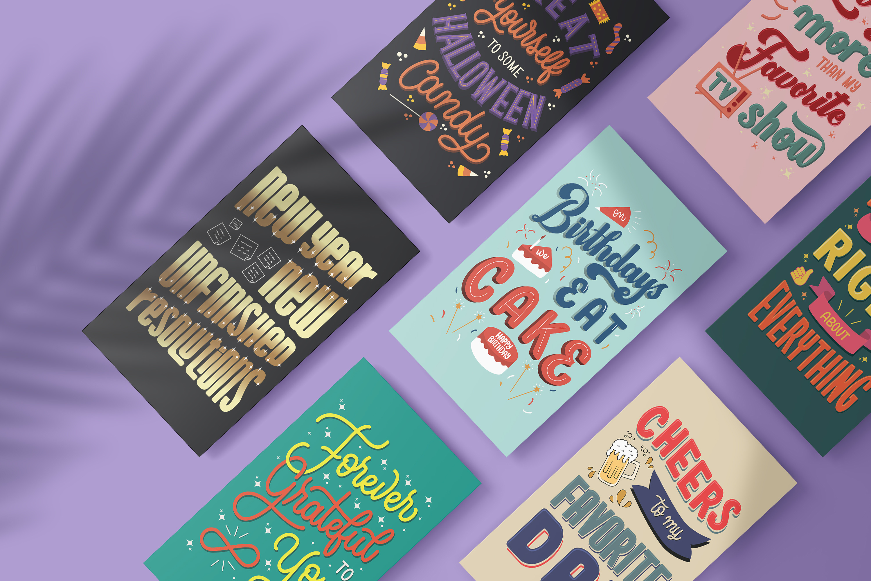 Greeting Cards Collection design graphic design hand lettering illustration illustrator lettering vector