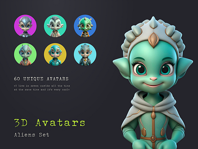 3D Avatars / 60 unique avatars 3d 3d avatar aliens avatar ufo ui ui kit