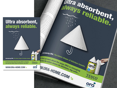 ORA Kitchen Towels. Tesco Stores Launch Press Ad Campaign advertising copywriting creative direction graphic dessign