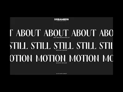 Dreamers // Home Page animation art direction branding interaction design typography ui web animation web design website