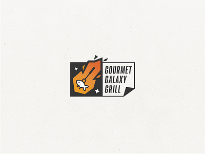 Grill Fish Comet Logo barbecue branding comet culinary fish flame food fork gourmet graphic design grill illustration logo logotype modern restaurant seafood space stars typography