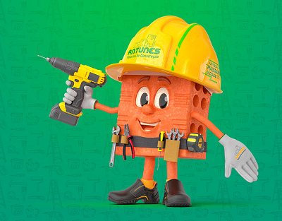 Mascote Antunes Materiais de Construção 3d 3d character brick building materials character illustration mascot store