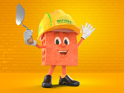 Mascote Antunes Materiais de Construção 3d character brick building materials mascot store