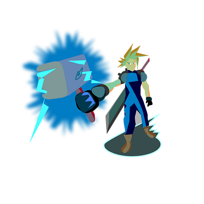 Cloud Strife of Nibelheim worthy of Mjolnir blue branding design finalfantasy illustration