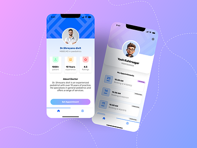 Homepage and Profile page 999watt branding daily ui doctor app doctor appointment icon illustration logo typography ui ux vector