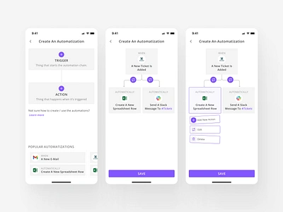 Automation App (IFTTT) action app design automatization automotion card create new figma flat ui ifttt microinteraction saas app saas product trigger ui ui design workflow workflow automation workflow automatization