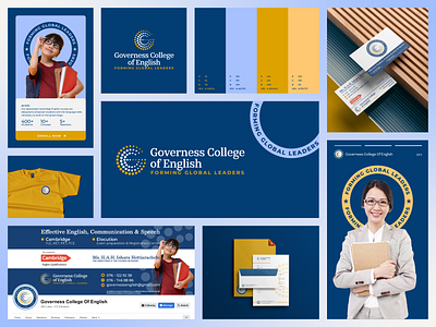 Governess College of English logo design agency brand identity branding college logo design graphic design logo social media stationery ui