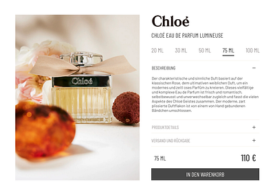 Product detail page perfume Chloé chloe design perfume productpage uxdesign uxgym uxui