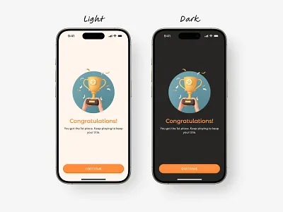 Win or Success Screen app clean dailyui dark game game app light minimal mobile app mobile design mobile game success ui ux win winner winning