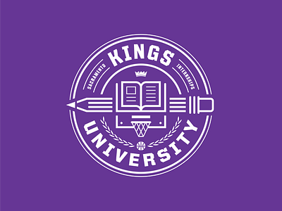 Kings University Logo backboard basketball book crown hoop hoops internship kings laurel pencil purple read rim sacramento university