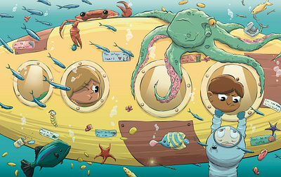 Recess Explorers: Submarine childrens book illustration playground submarine