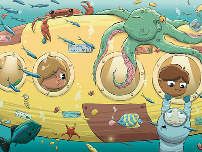 Recess Explorers: Submarine childrens book illustration playground submarine