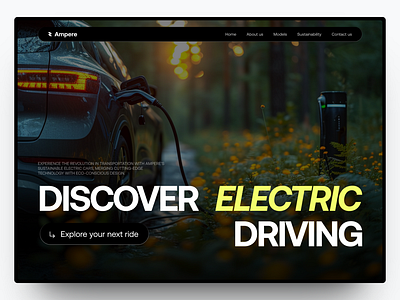 Ampere - Sustainable Electric Cars branding car design electric graphic design landing page nature sustainable ui web design website
