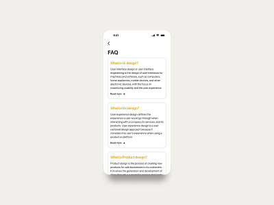 FAQ page with cards ui cardui components dailyuichallenge design faqscreen ui ux