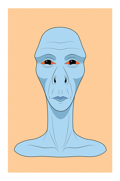 Blue alien character graphic design illustration vector