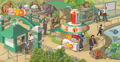 Poster "At the Zoo" design illustration