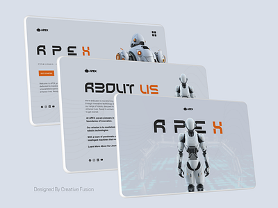 Futurize: A P E X Robotics Website Design 3d 3d website ai web design animated web design animation animations branding figma futuristic graphic design logo midjourney motion graphics robotics technology website ui ui ux design web ui webflow website mockup