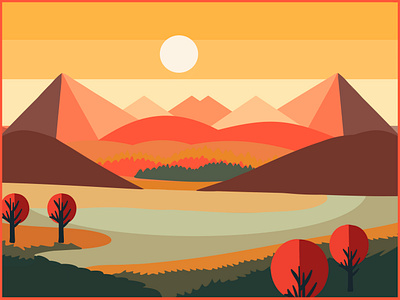 Landscape illustration 55 3d animation artwork branding character design concept art design fashion graphic design illustration landscape logo photography ui vector