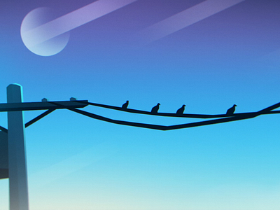 FAT Brands - Birds on a Wire 2d 3d after effects animation birds blue design electric pole film fly gradient launch motion graphics purple rocket scifi shake space utility pole wire