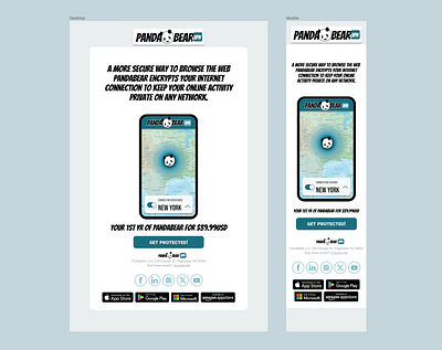 Email Marketing Design: PandaBear VPN branding graphic design logo ui