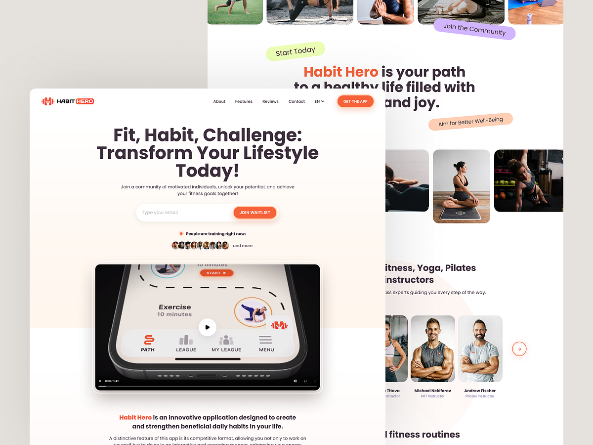 Habit Hero App - Landing page by Yury Smirnov on Dribbble