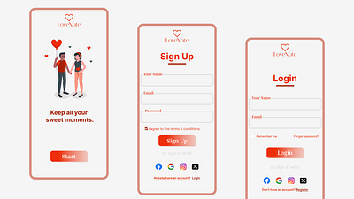 LoveNote App design designui figma ui uidesign uiux uxui